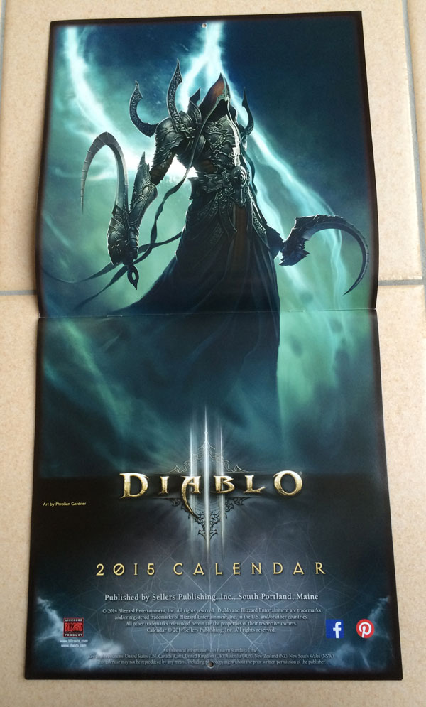 Calendrier 2015 pour Diablo III.