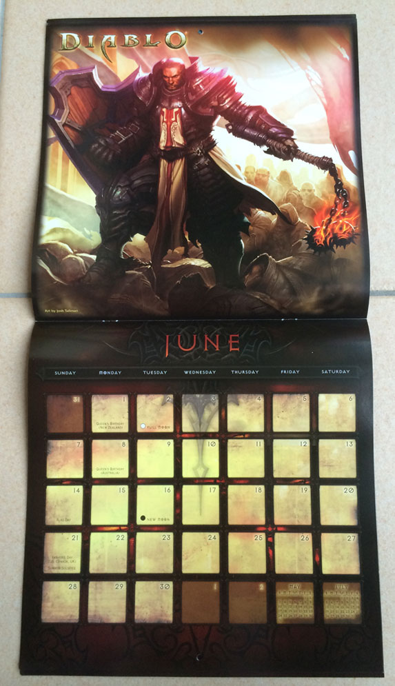 Calendrier 2015 pour Diablo III.