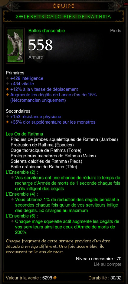 Set Les Os de Rathma du Nécromancien de Diablo III.