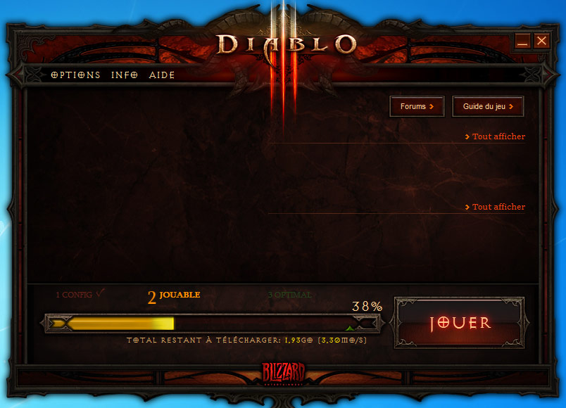 Screenshot de l'installation de la version française de la beta de Diablo III.