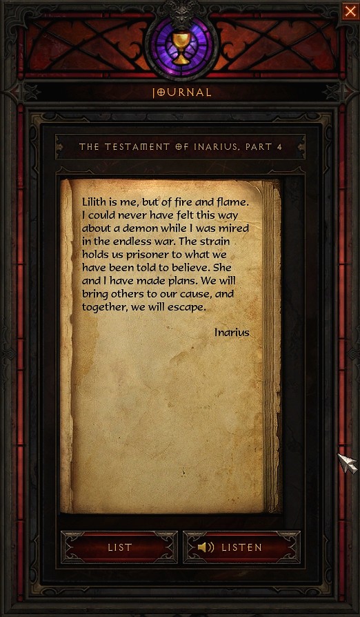 Journal trouvé dans Diablo III: Reaper of Souls.